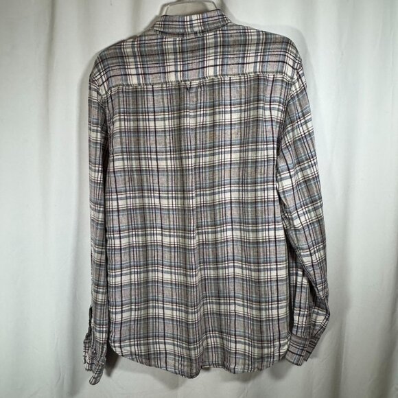 LUCKY BRAND CALIFORNIA FIT MENS LONG SLEEVE BUTTON DOWN LINEN PLAID SIZE L LARGE - Picture 4 of 12